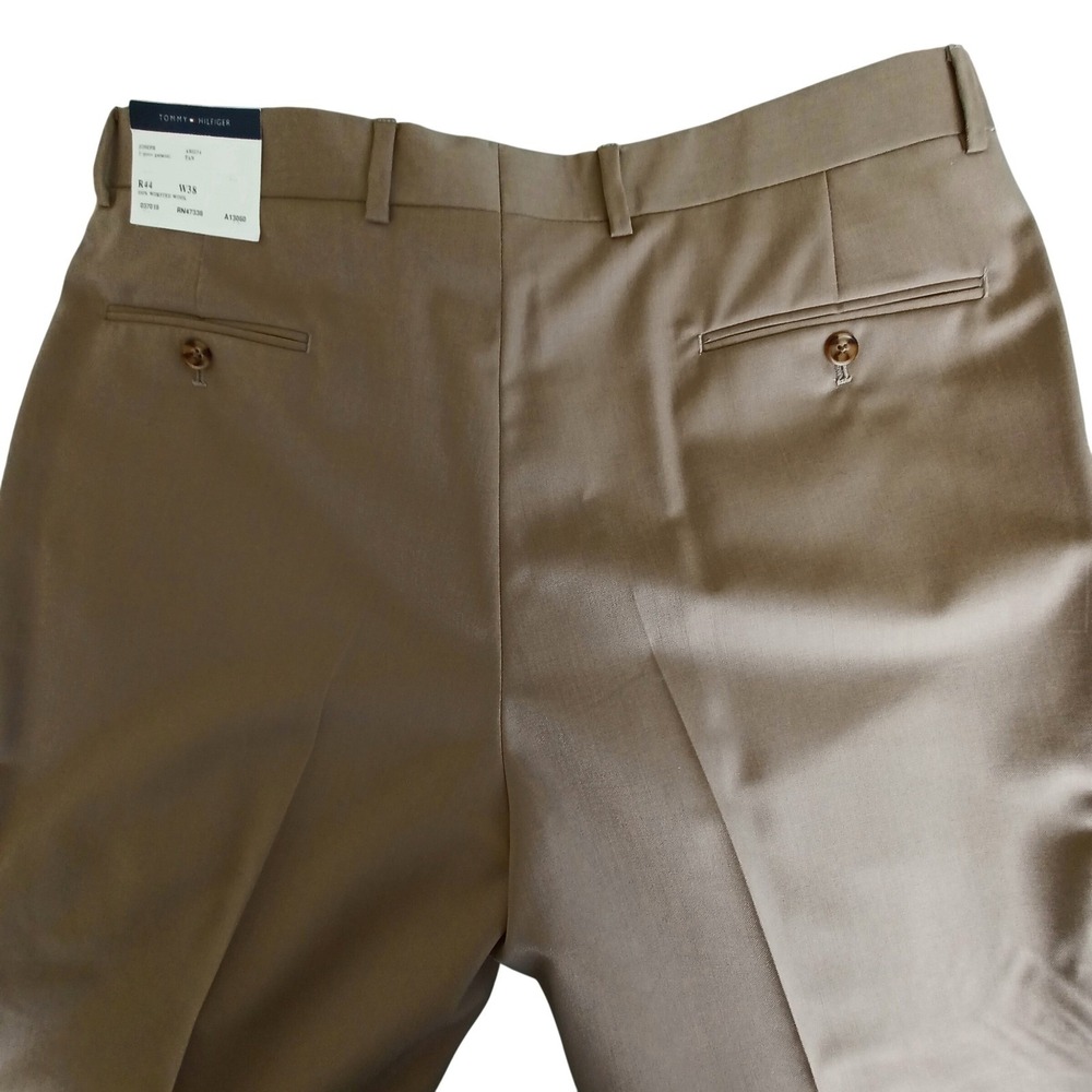 Tommy Hilfiger Joseph Mens 2-Piece Suit Tan 100% Worsted Wool 44R W38 Unfinished - Picture 4 of 14